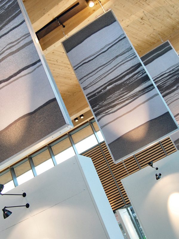 HCA Hub Arts Space Gill Hewitt Textiles Strata Acoustic Panels CLT Laminated Timber