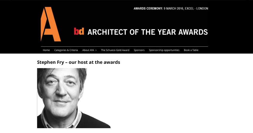 Stephen Fry BD AYA Architect of the Year Awards