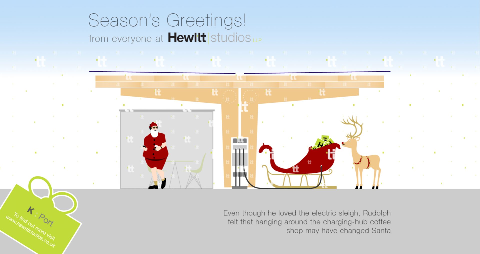 Seasons Greetings Hewitt Studios Hipster Santa Xmas