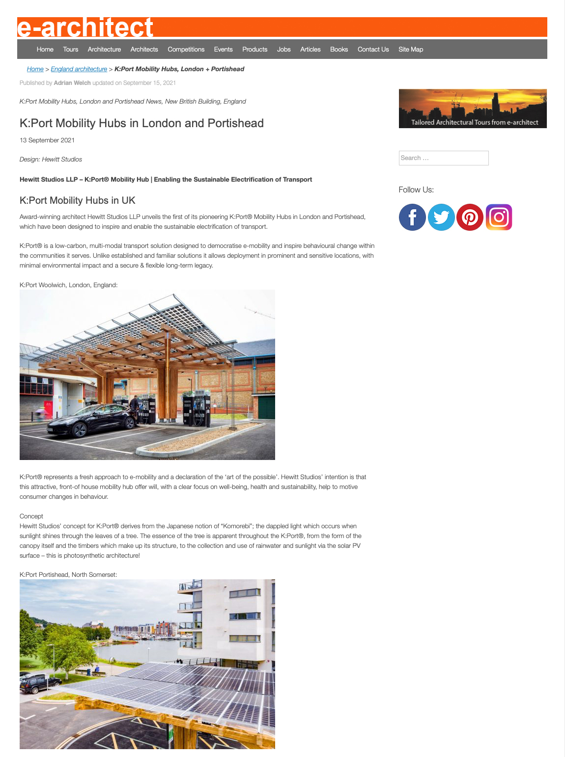 e-architect Hewitt Studios KPort EV Charging Mobility Hub Woolwich Portishead
